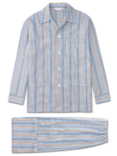 Derek Rose Men's Classic Fit Pyjamas Arctic 18 Brushed Cotton Stripe Blue In Multi
