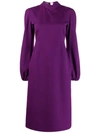 ROCHAS ROCHAS 中长钟形袖连衣裙 - 紫色