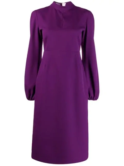Rochas Bishop Sleeve Midi Dress In Purple