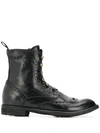 Officine Creative Punch-hole Detailed Leather Boots In Black