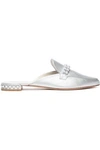 STUART WEITZMAN FAUX PEARL-EMBELLISHED LEATHER SLIPPERS,3074457345620739310