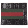 GUCCI MEN'S GENUINE LEATHER WALLET CREDIT CARD BIFOLD  SIGNATURE,408827 CWCLN 1060