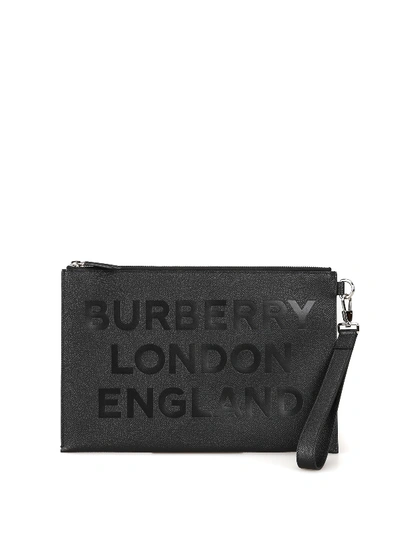 Burberry Edin Embossed Logo Clutch In Black