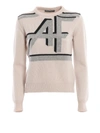 ALBERTA FERRETTI LOGO INTARSIA WOOL AND CASHMERE CROP SWEATER