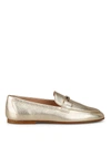 TOD'S DOUBLE T GOLDEN LEATHER LOAFERS