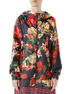 GUCCI Long-Sleeve Floral Logo Zip-Up Hooded Jacket