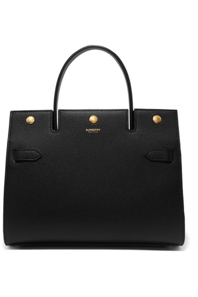Burberry Small Textured-leather Tote In Black