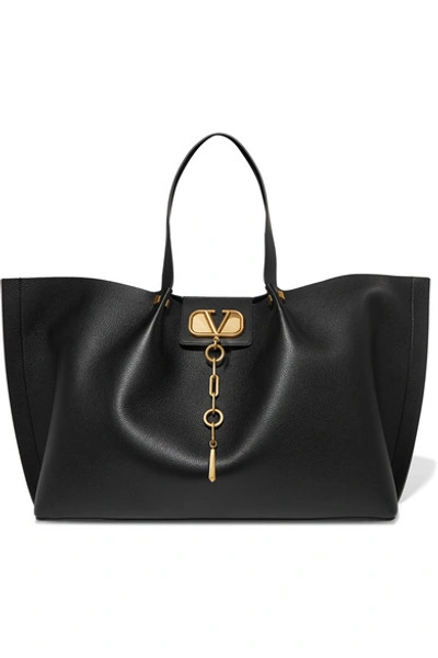 Valentino Garavani Go Logo Escape Large Leather Tote Bag In Black