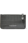 ALEXANDER MCQUEEN EMBELLISHED CROC-EFFECT LEATHER CARDHOLDER