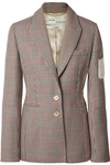 OFF-WHITE APPLIQUÉD CHECKED WOOL BLAZER