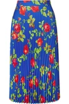 VETEMENTS FLORAL-PRINT PLISSÉ-CREPE MIDI SKIRT