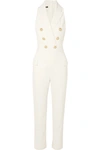 Balmain Button-embellished Wool-blend Jumpsuit In White