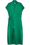 BALENCIAGA JUDO SATIN MIDI WRAP DRESS