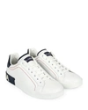 Dolce & Gabbana Portofino Leather Sneakers With Rubberized Logo Shoes In White/red