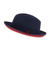 KEITH AND JAMES KING RED-BRIM WOOL FEDORA HAT, BLUE,PROD147530143