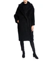 Max Mara Hooded Coat With Belt In Black Wool In Black