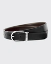 Montblanc Men's Palladium-plated Horseshoe Reversible Leather Belt In Black/brown