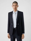 Burberry English Fit Triple Stud Wool Mohair Tailored Jacket In Midnight Blue