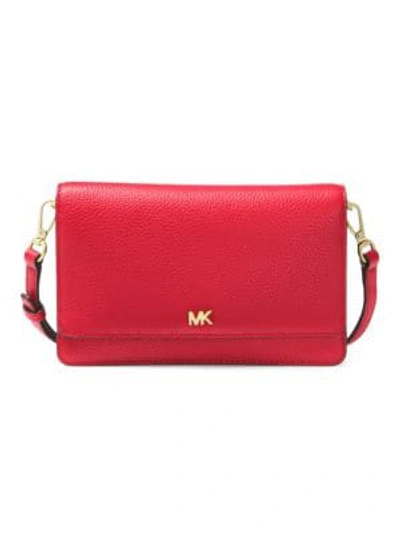 Michael Michael Kors Women's Leather Crossbody Phone Case In Bright Red