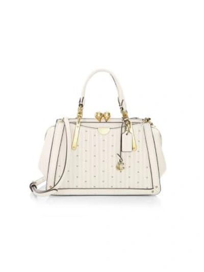 Coach Kisslock Dreamer Rivets Quilted Leather Satchel In Chalk