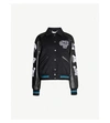 OFF-WHITE LOGO-PATCH RAGLAN-SLEEVED LEATHER AND WOOL-BLEND JACKET