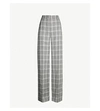 STELLA MCCARTNEY CHECKED HIGH-RISE WIDE WOOL TROUSERS