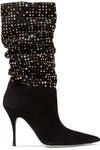 RENÉ CAOVILLA CRYSTAL-EMBELLISHED SUEDE ANKLE BOOTS