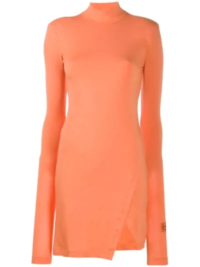 Heron Preston High-neck Logo-print Dress In Orange
