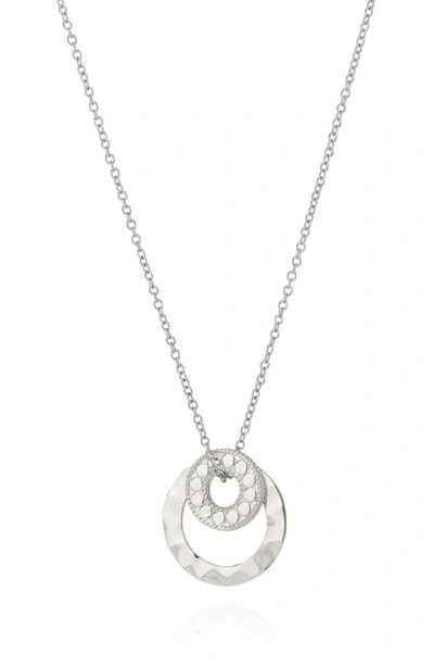 Anna Beck Hammered Double Circle Necklace In Silver