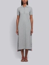 THOM BROWNE LIGHT GREY CLASSIC COTTON PIQUE CENTER BACK STRIPE A-LINE SHORT SLEEVE POLO SHIRTDRESS,FJD034A0005013253109