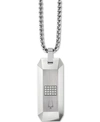 BULOVA MEN'S DIAMOND DOG TAG PENDANT NECKLACE (1/10 CT. T.W.) IN STAINLESS STEEL, 26" + 2" EXTENDER WOMEN'S