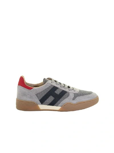 Hogan H357 Grey, Red, Blue Trainers In Light Grey