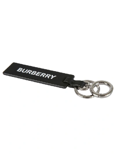 Burberry Kingdom Print Leather Key Ring In Black