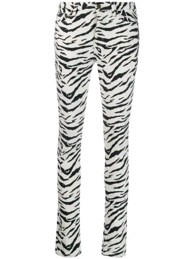 Saint Laurent Zebra-print Mid-rise Skinny Jeans In White,black