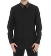 Fendi Cotton Poplin Shirt W/ Logo Silk Collar In Black
