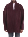 BALENCIAGA PURPLE V NECK SWEATER,11019652