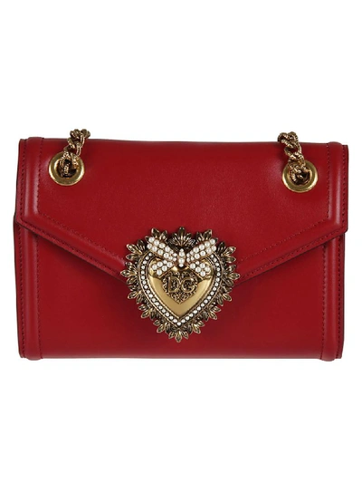 Dolce & Gabbana Embellished Shoulder Bag In Red