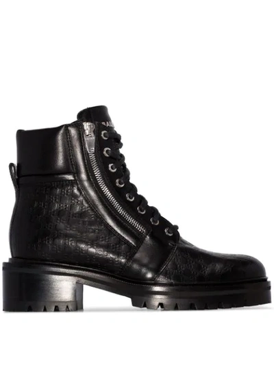 Balmain Ranger Logo-debossed Leather Ankle Boots In Black