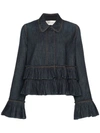 VALENTINO RUFFLE DETAIL DENIM JACKET