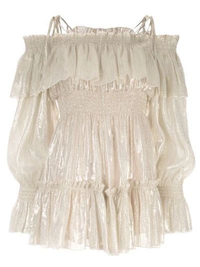 Alice Mccall Ruffled Silk Lurex Mini Dress In Gold