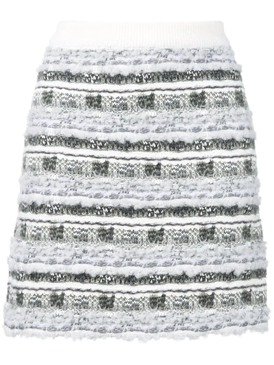 Thom Browne Check Tweed Yarn Miniskirt In Grey