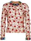 Ashish Beaded Floral Top In Multicoloured