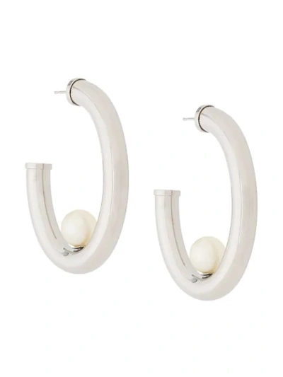 Mulberry Links Large Pearl Earrings In Silver