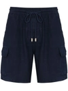 Vilebrequin Logo-patch Drawstring-waist Linen Shorts In Blue