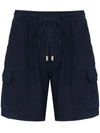 Vilebrequin Baie Linen Bermuda Cargo Shorts In Blue