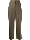 Theory Cropped Wide Leg Trousers In Green
