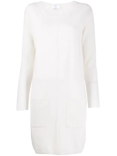 Allude Long Sleeve Knitted Dress In White