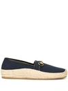 Gucci Horsebit Leather-trimmed Logo-jacquard Canvas Espadrilles In Blue