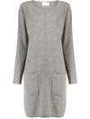 Allude Front Pocket Knitted Dress In Grey