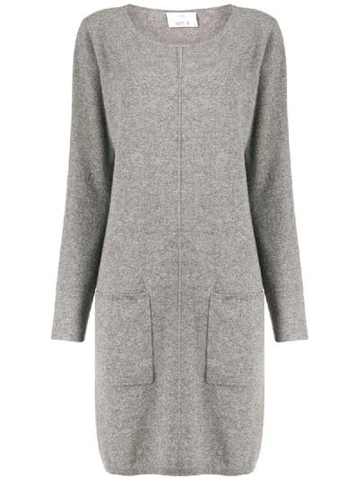 Allude Front Pocket Knitted Dress In Grey